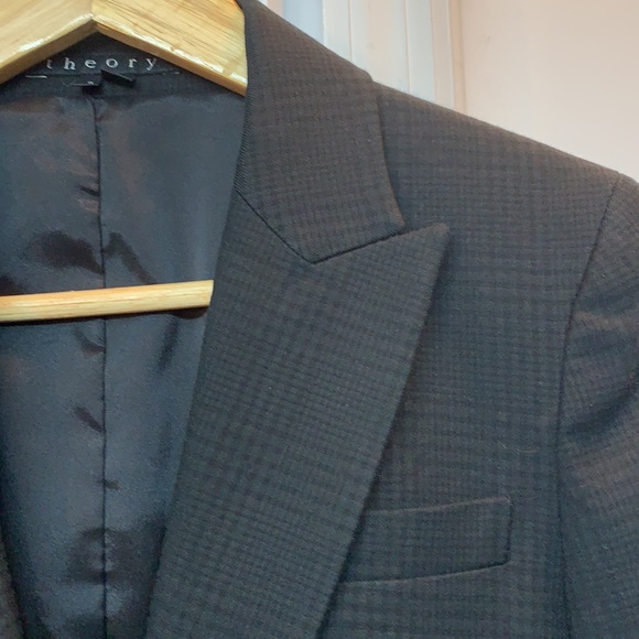 NEW Theory Black Blazer 6 Textured Cotton Wool - Picture 10 of 15